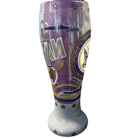 Lolita Hand-Painted Pilsner Glass 22 oz Celebration Festive Navy Theme - Picture 3 of 12